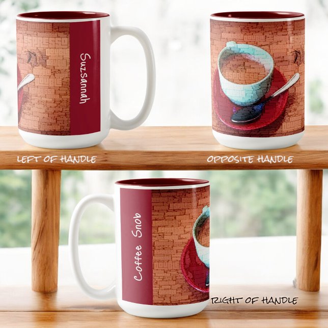 Tipografía de la cuchara de la copa Personalizado  (left, right and opposite handle designed mug)