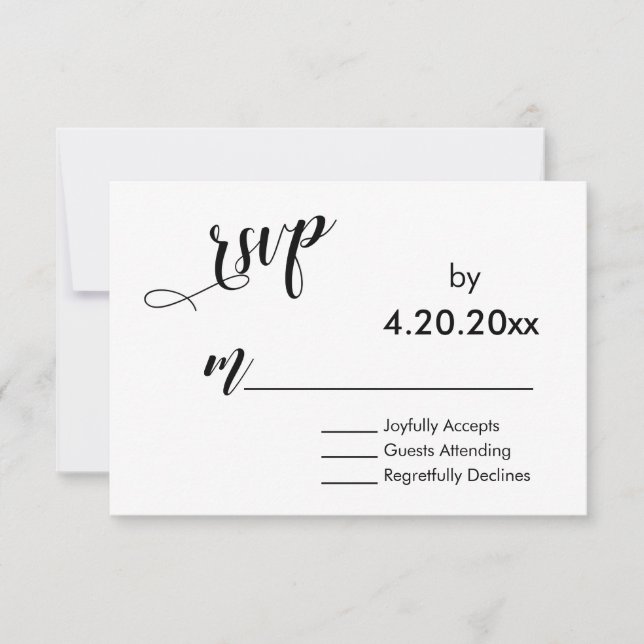 Tipografía de letra elegante, RSVP de boda minimal (Anverso)