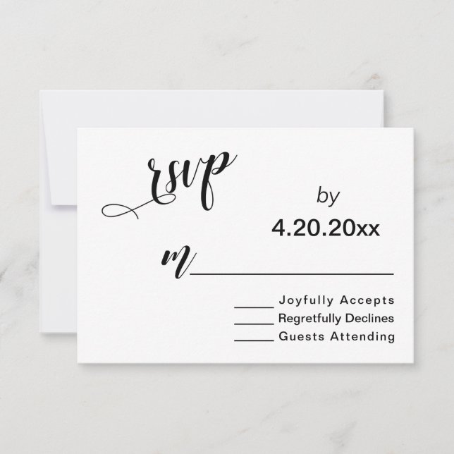 Tipografía de letra elegante, RSVP de boda minimal (Anverso)