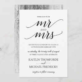 Típografía de madera rústica Invitaciones de matri