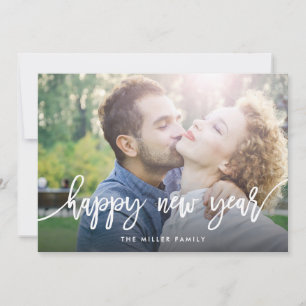 Típografía de moda Feliz Año Nuevo tarjeta fotográ
