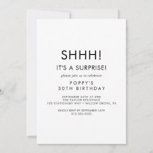Típografía de moda Invitación de fiesta sorpresa