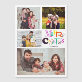 tipografía de navidad brillante 4 collage de fotos