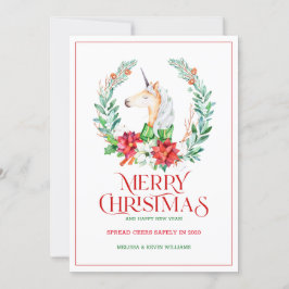 tipografía de Navidad corona de poinsettia y unico