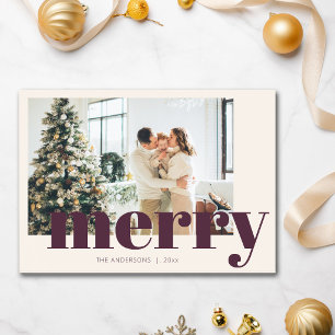 Tipografía de Navidad elegante foto moderna ciruel