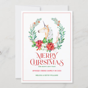 tipografía de Navidad poinsettia y corona de unico