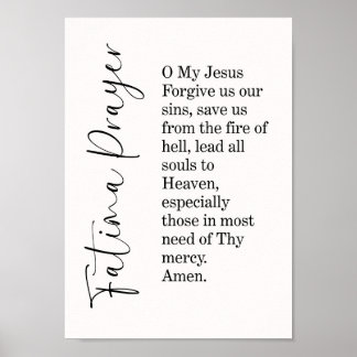 Tipografía de oración de Fatima Impresión de arte