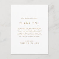Típografía de oro de moda Gracias Tarjeta de recep