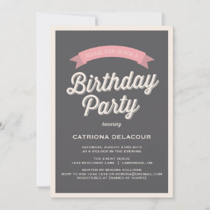 TIPOGRAFÍA DE RETRO GRIS   INVITACIÓN DE LA FIESTA