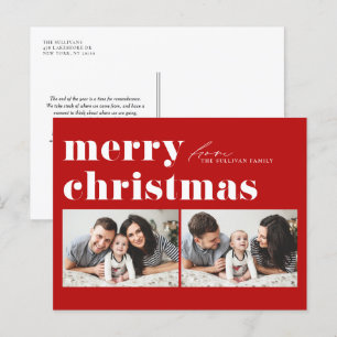 Tipografía de Retro Rojo Feliz Navidad Dos Foto