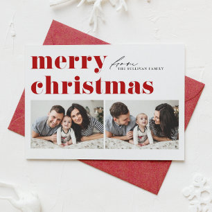Tipografía de Retro Rojo Feliz Navidad Dos Foto