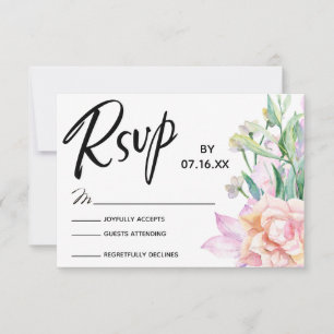 Tipografía de RSVP con flores acuarelas artísticas