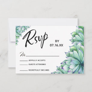 Tipografía de RSVP con Suculentas Acuarela