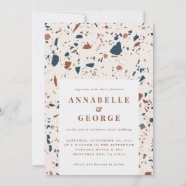 Tipografía de terrazo natural anuncio boda moderno