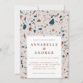 Tipografía de terrazo natural anuncio boda moderno