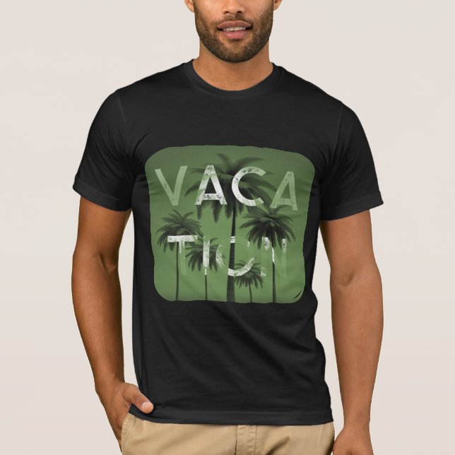 Tipografía de vacaciones Camiseta blanca verde grá (Anverso)