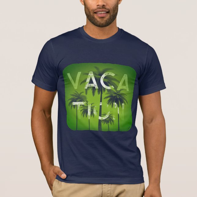 Tipografía de vacaciones Camiseta blanca verde grá (Anverso)