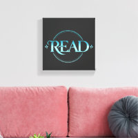 Tipografía de vidrio azul majestuoso Arte "LEER"