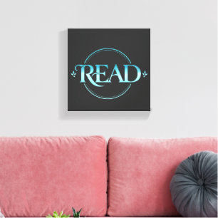 Tipografía de vidrio azul majestuoso Arte "LEER"
