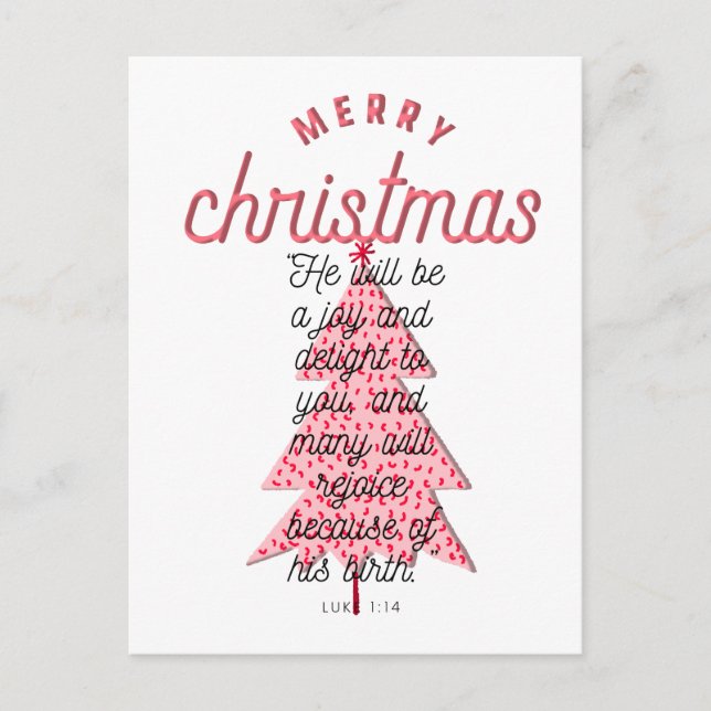 Tipografía del árbol de Navidad alegre rosa Lucas  (Anverso)