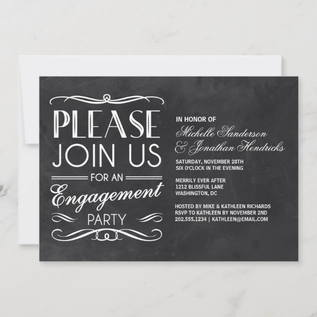 Tipografía del tablero de chalkboard | Invitación  (Anverso)