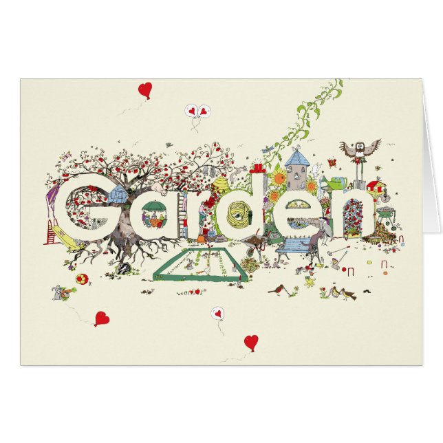 Tipografía divertida de jardinería de Garden Word  (Anverso (Horizontal))