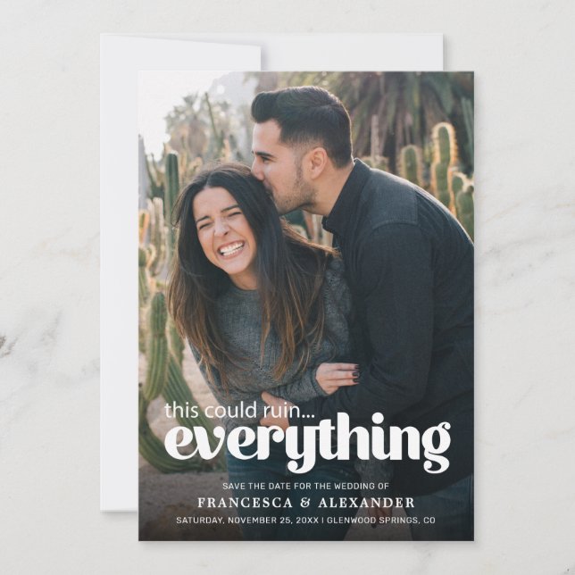 Tipografía divertida Invitación Boda de fotografía (Anverso)