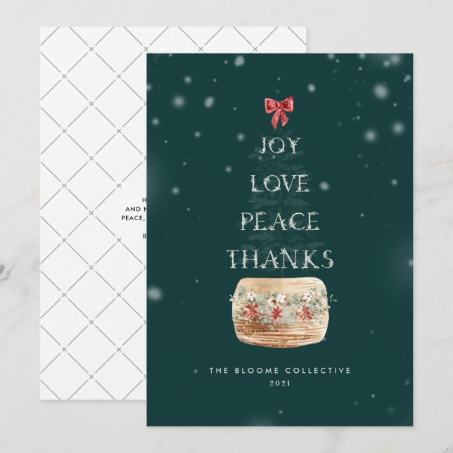 Tipografía divertida verde plata árbol de Navidad  (Anverso / Reverso)