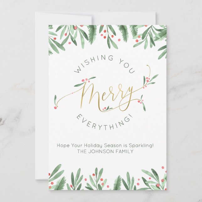 Tipografía dorada de Navidad Merry Everything (Anverso)