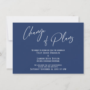 Tipografía elegante Cambio de planes Tarjeta Navy