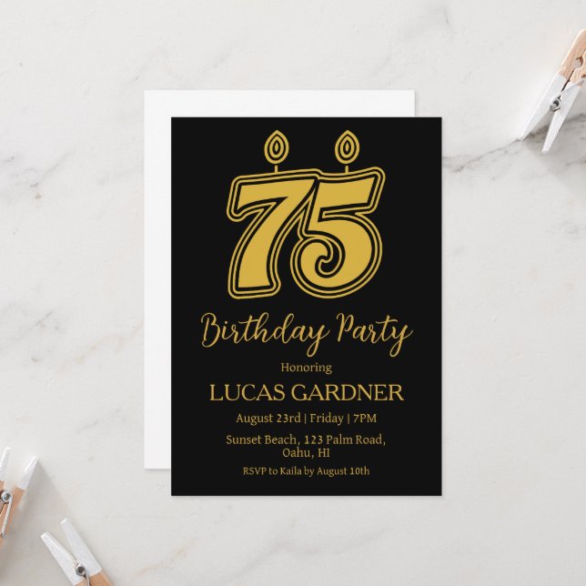 tipografía elegante invitaciones de 75 años (Anverso/Reverso In Situ)