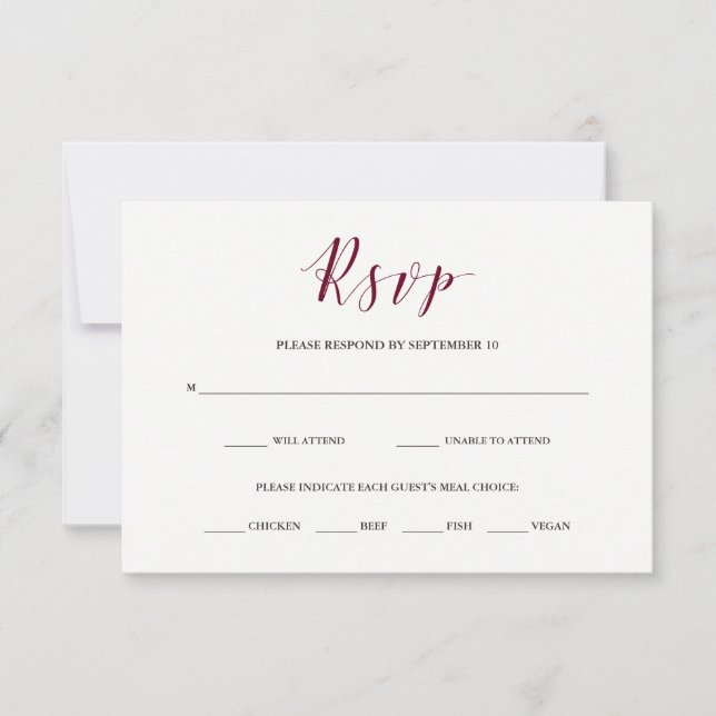 Tipografía elegante | Marsala RSVP con elección de (Anverso)