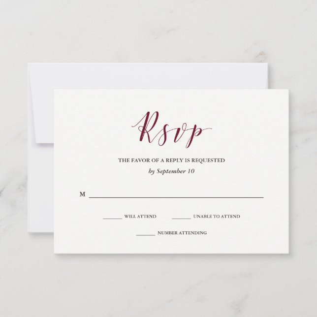 Tipografía elegante | Marsala Wedding RSVP (Anverso)