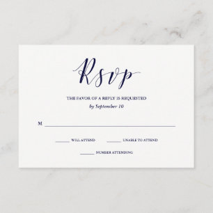 Tipografía elegante   Navy Blue Wedding RSVP