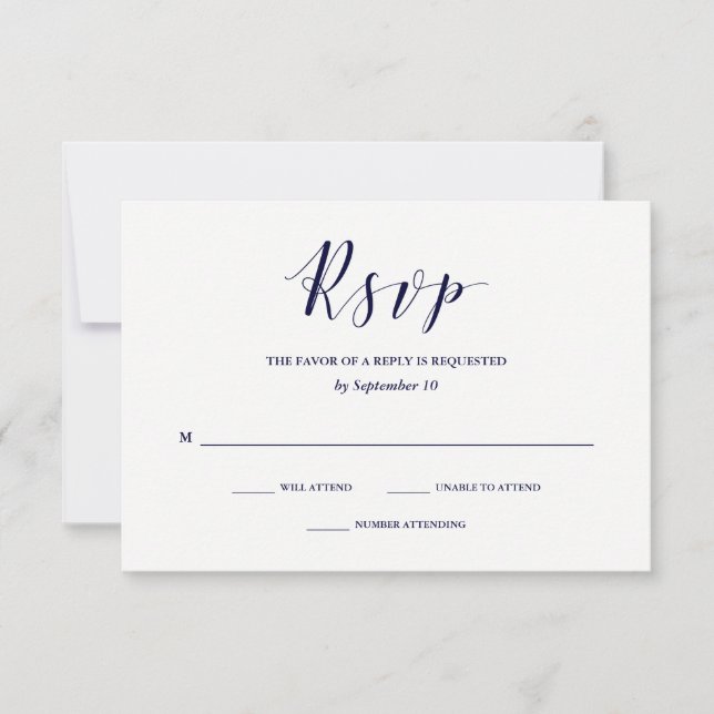 Tipografía elegante | Navy Blue Wedding RSVP (Anverso)