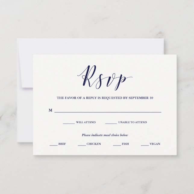 Tipografía elegante | Navy RSVP con elección de co (Anverso)