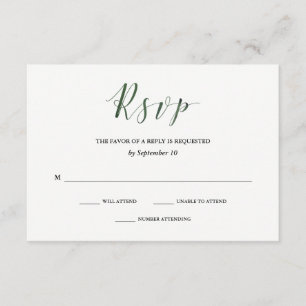 Tipografía elegante Profunda Boda Verde RSVP