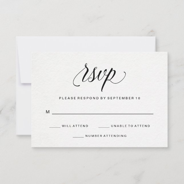 Tipografía elegante sobre papel acuático RSVP (Anverso)