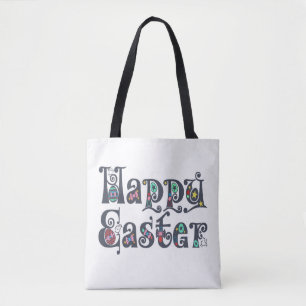 Típografía feliz decorativa de Pascua  Bolsa Tote