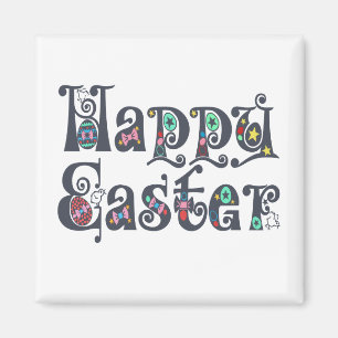 Tipografía feliz decorativa de Pascua Imán