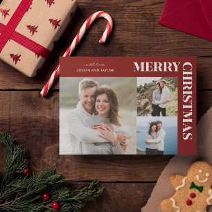 Tipografía Feliz Navidad Blanco sobre Rojo 3 Fotos