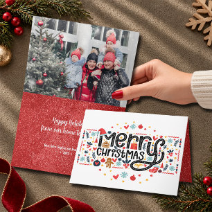 Tipografía Feliz Navidad Tarjeta de Foto Doble