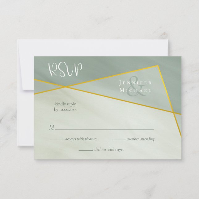 tipografía geométrica de jade gris boda rsvp (Anverso)