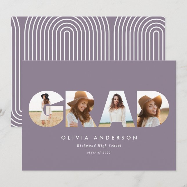 Tipografía geométrica moderna graduación multifoto (Anverso / Reverso)