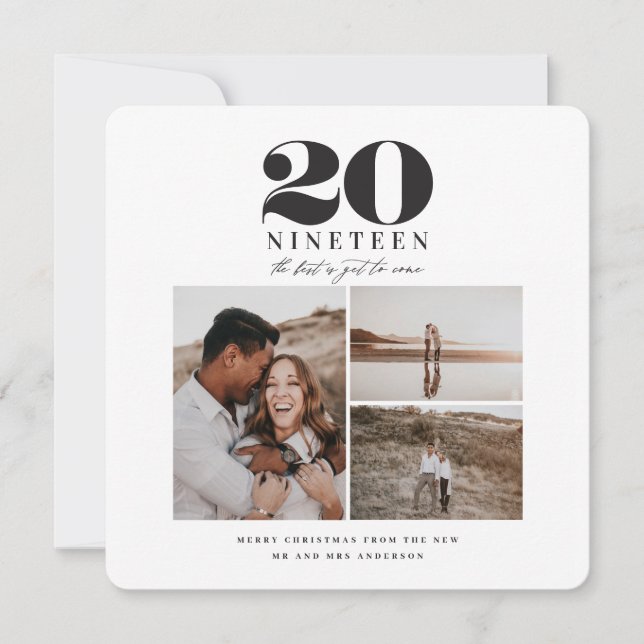 Tipografía gráfica tarjeta de vacaciones de año nu (Anverso)