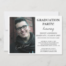 Tipografía Invitación a graduación de foto en blan
