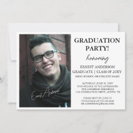 Tipografía Invitación a graduación de foto en blan
