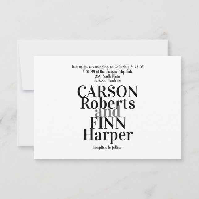 Tipografía Invitación a la boda Comer, Bebir, Ser. (Anverso)