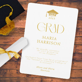 Tipografía Invitación fotográfica blanca y dorada