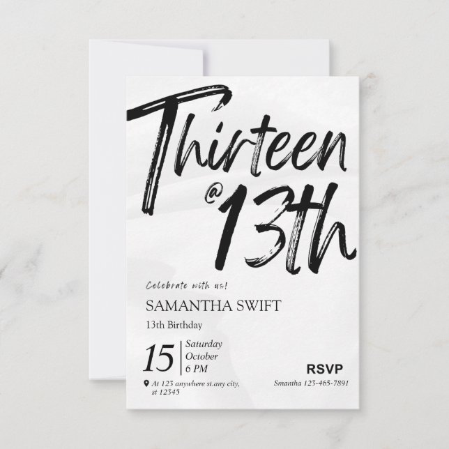 Típografía Invitaciones dulces de 13 años (Anverso)